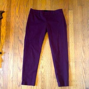 Burgundy ankle length pants by Cynthia Rowley. Size 2. Side zipper